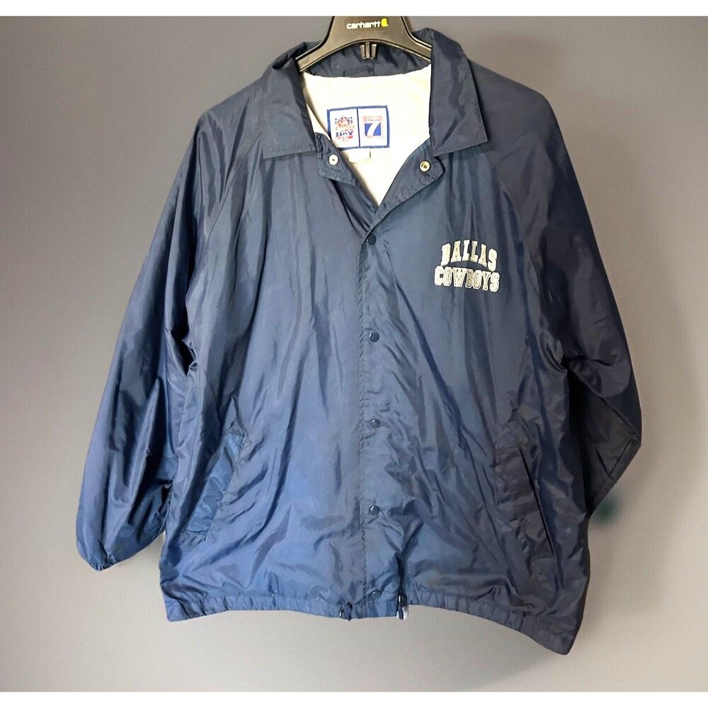 Vintage 90s Dallas Cowboys Logo 7 NFL Game Day Snap Front Lt Wt Jacket Men’s XL